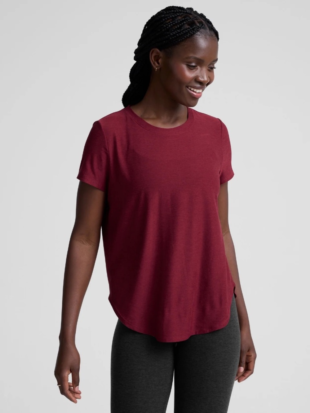 Beyond Yoga | Featherweight On The Down Low Tee | XL | Ruby Rush Heather Red